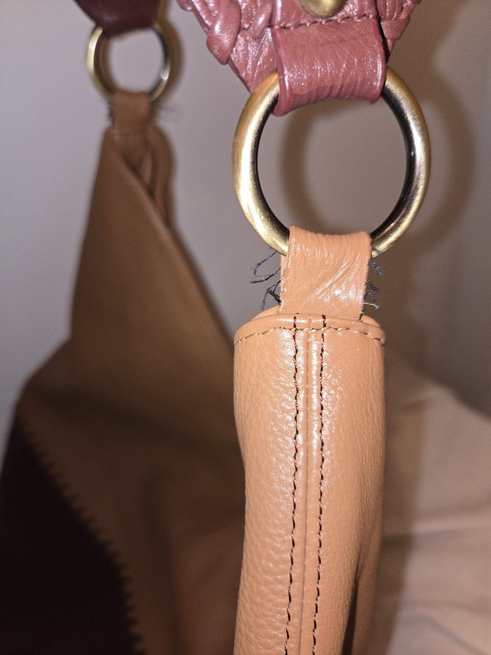 Beautiful Sharif Embossed Chocolate/Tan Leather Hobo. Great Pre-owned Condition - Picture 5 of 9